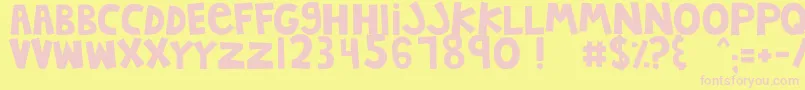 MTFJumpinJack-fontti – vaaleanpunaiset fontit keltaisella taustalla