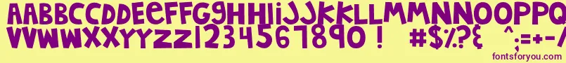 MTFJumpinJack Font – Purple Fonts on Yellow Background