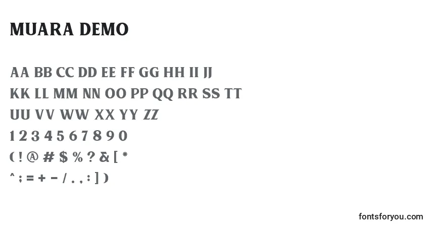 Шрифт MUARA DEMO  – алфавит, цифры, специальные символы