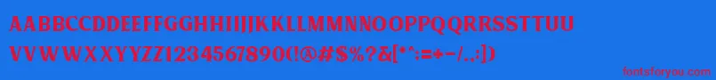 MUARA DEMO -Schriftart – Rote Schriften auf blauem Hintergrund