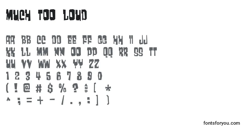 Schriftart Much too loud – Alphabet, Zahlen, spezielle Symbole
