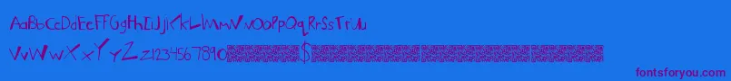 MuchFunky-Schriftart – Violette Schriften auf blauem Hintergrund