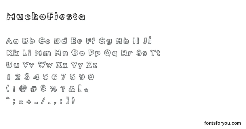 Czcionka MuchoFiesta – alfabet, cyfry, specjalne znaki