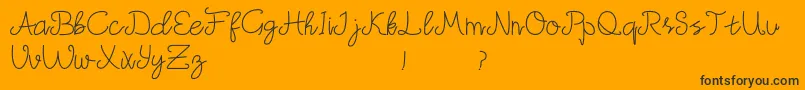 Mudica Demo-Schriftart – Schwarze Schriften auf orangefarbenem Hintergrund