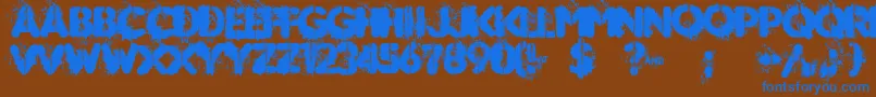 Weitere Informationen zur MUDSHAKE 83-Schriftart MUDSHAKE 83-Schriftart – Blaue Schriften auf braunem Hintergrund