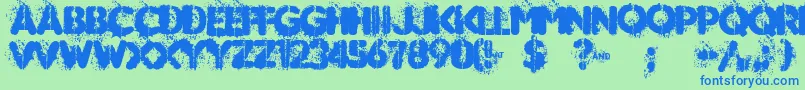 MUDSHAKE 83-Schriftart – Blaue Schriften auf grünem Hintergrund