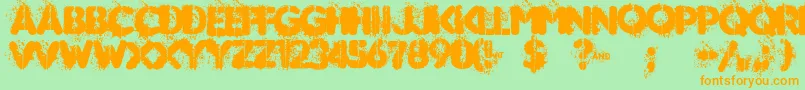 MUDSHAKE 83-Schriftart – Orangefarbene Schriften auf grünem Hintergrund