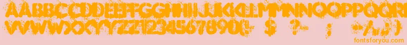 MUDSHAKE 83-Schriftart – Orangefarbene Schriften auf rosa Hintergrund