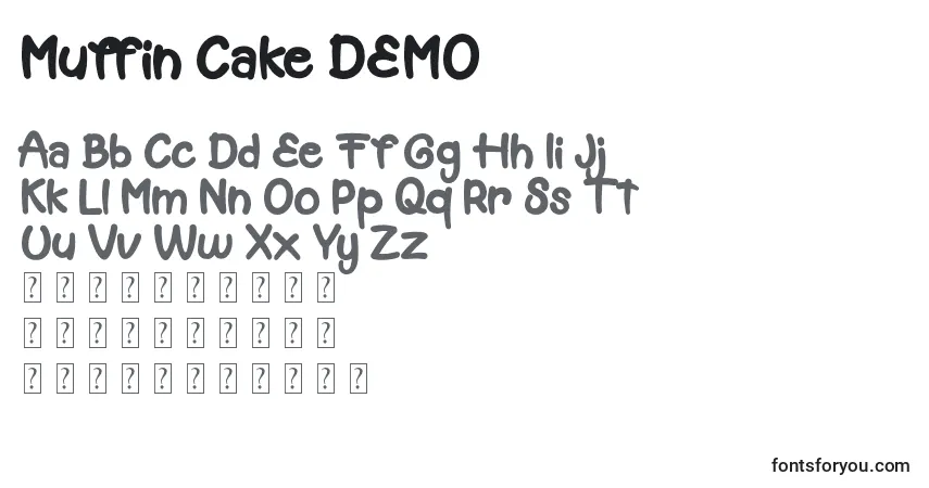 A fonte Muffin Cake DEMO – alfabeto, números, caracteres especiais