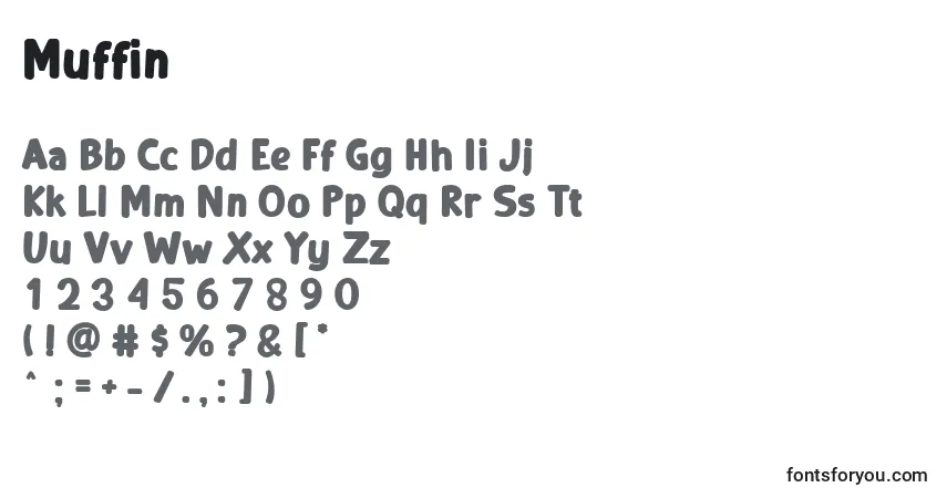 Schriftart Muffin – Alphabet, Zahlen, spezielle Symbole