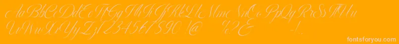 Mugello-Schriftart – Rosa Schriften auf orangefarbenem Hintergrund