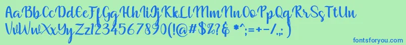 muliana Font – Blue Fonts on Green Background