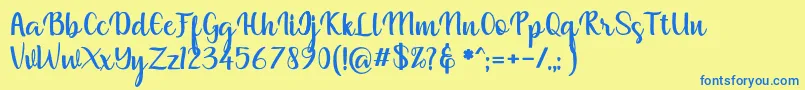 muliana-Schriftart – Blaue Schriften auf gelbem Hintergrund