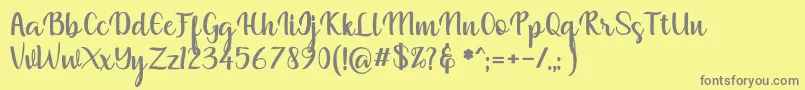 muliana-fontti – harmaat kirjasimet keltaisella taustalla