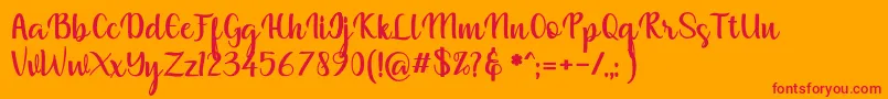 muliana-Schriftart – Rote Schriften auf orangefarbenem Hintergrund