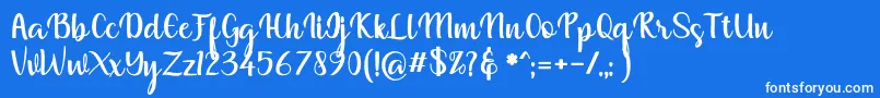 muliana-Schriftart – Weiße Schriften auf blauem Hintergrund