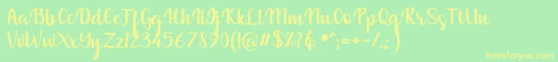 muliana-Schriftart – Gelbe Schriften auf grünem Hintergrund
