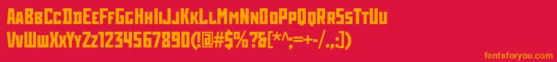フォントRodchenkoCondensedBold – 赤い背景にオレンジの文字