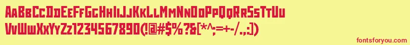 RodchenkoCondensedBold-fontti – punaiset fontit keltaisella taustalla