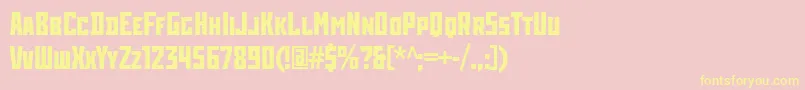 RodchenkoCondensedBold-Schriftart – Gelbe Schriften auf rosa Hintergrund
