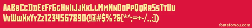 RodchenkoCondensedBold-fontti – keltaiset fontit punaisella taustalla