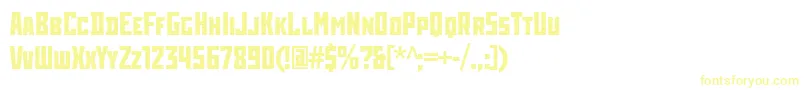 RodchenkoCondensedBold-Schriftart – Gelbe Schriften auf weißem Hintergrund