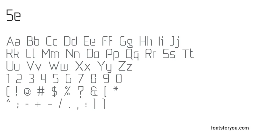 Schriftart 5e – Alphabet, Zahlen, spezielle Symbole