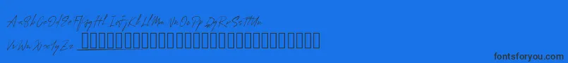 MungSignature-Schriftart – Schwarze Schriften auf blauem Hintergrund