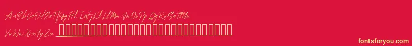 MungSignature Font – Yellow Fonts on Red Background