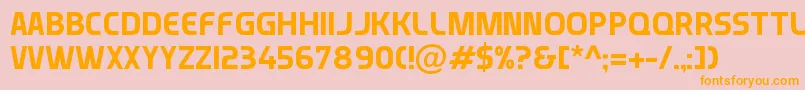 フォントMunistic – オレンジの文字がピンクの背景にあります。