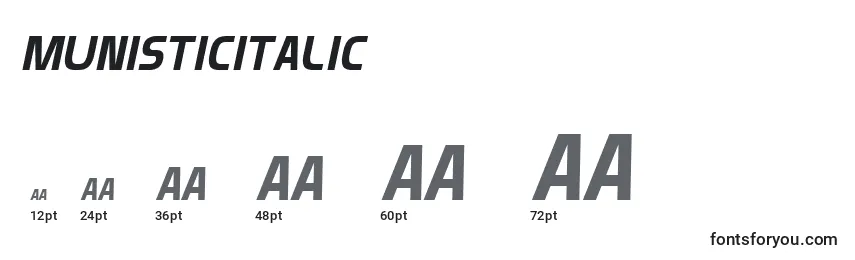 Размеры шрифта MunisticItalic