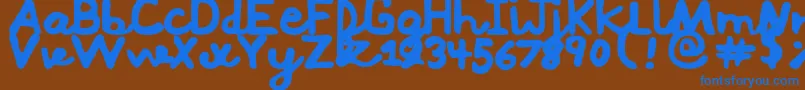 フォントMushi – 茶色の背景に青い文字