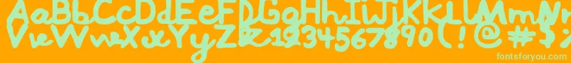 Mushi Font – Green Fonts on Orange Background