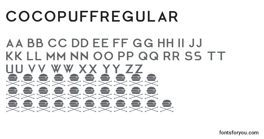 Czcionka CocopuffRegular – alfabet, cyfry, specjalne znaki
