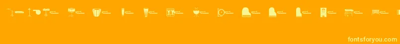 music Font – Yellow Fonts on Orange Background