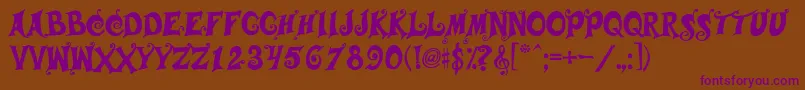 Musicals-fontti – violetit fontit ruskealla taustalla