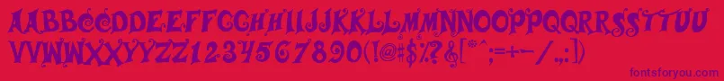 Musicals Font – Purple Fonts on Red Background