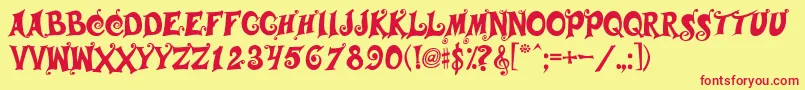フォントMusicals – 赤い文字の黄色い背景