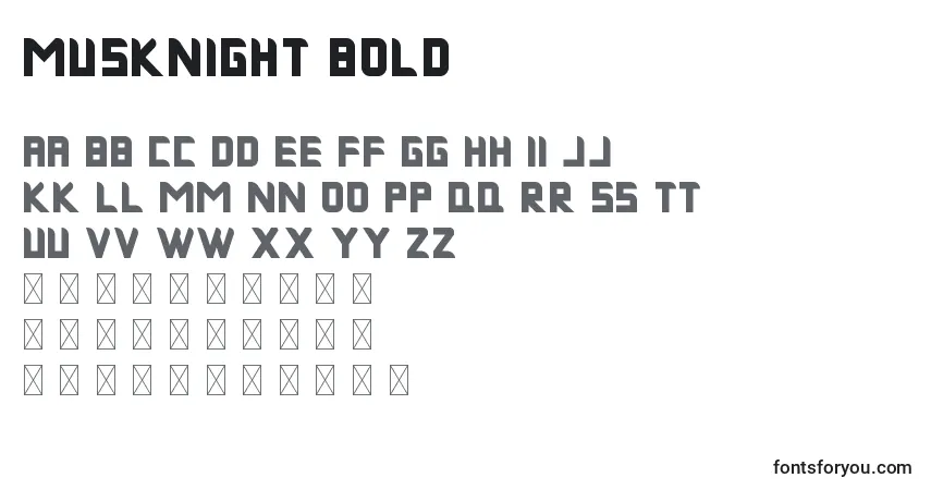 Schriftart MuskNight Bold (135116) – Alphabet, Zahlen, spezielle Symbole