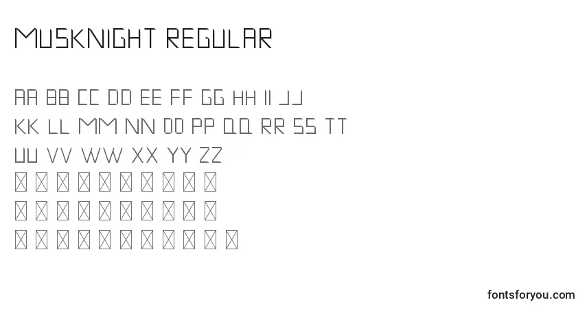 A fonte MuskNight Regular (135118) – alfabeto, números, caracteres especiais
