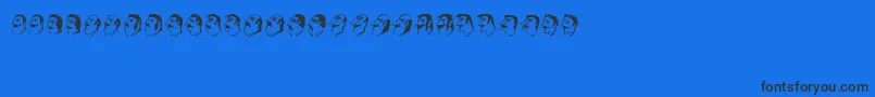 Fonte Mustachos – fontes pretas em um fundo azul
