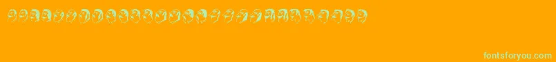 Mustachos-Schriftart – Grüne Schriften auf orangefarbenem Hintergrund