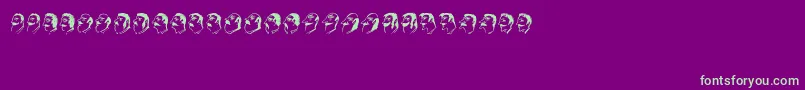 Mustachos-Schriftart – Grüne Schriften auf violettem Hintergrund