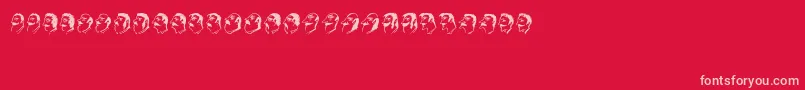 Mustachos-fontti – vaaleanpunaiset fontit punaisella taustalla