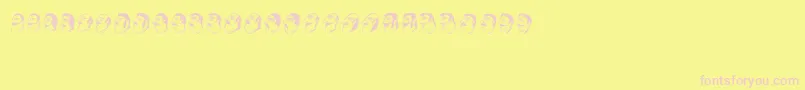 Mustachos-fontti – vaaleanpunaiset fontit keltaisella taustalla