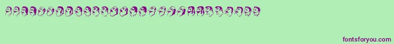 フォントMustachos – 緑の背景に紫のフォント
