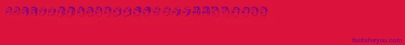 Czcionka Mustachos – fioletowe czcionki na czerwonym tle