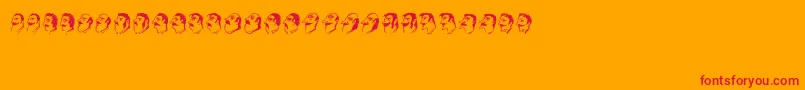 Czcionka Mustachos – czerwone czcionki na pomarańczowym tle