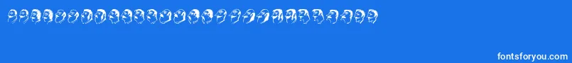 フォントMustachos – 青い背景に白い文字