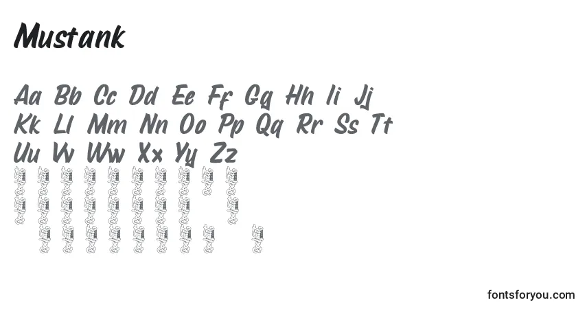 A fonte Mustank – alfabeto, números, caracteres especiais